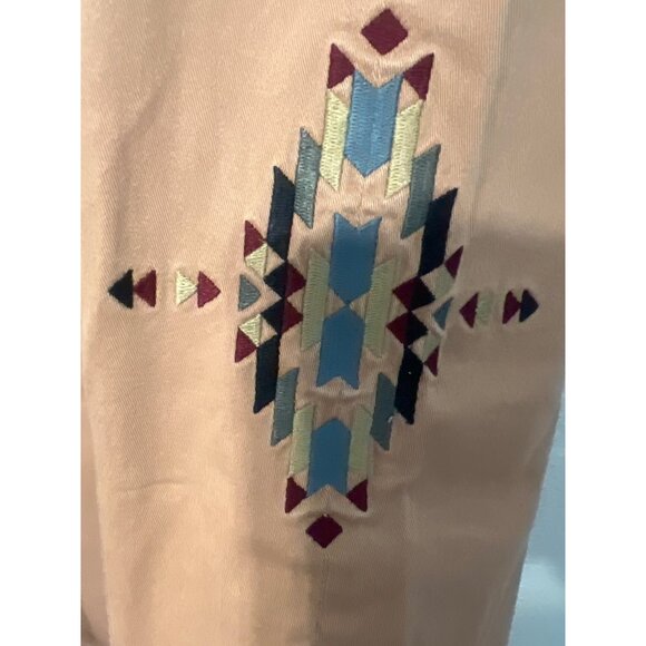 BDG Womens High Rise Cigarette Ankle Jeans 30X30 Aztec Embroidered Tan/Pink Pant - Picture 3 of 6